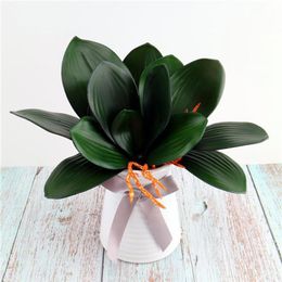 5 Pcs Real Touch PU Phalaenopsis Leaves Fake Leaf Decor Home Flowers Arrangement Artificial Greenery Plants Cymbidium Leaves278W