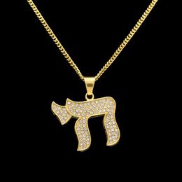 Hip Hop Stainless Steel CHAI Jewish Symbols Exaggerated Pendants Necklaces Luxury Gold Plated Chain Jewellery Women Accessories Neck265q