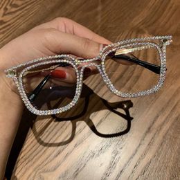 Sunglasses Frames trend square point diamond sunglasses leopard print frame fashion street shooting flat light reading m 231005