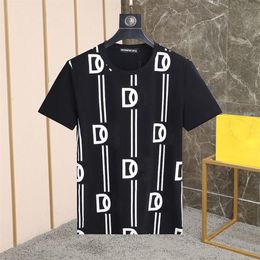 DSQ PHANTOM TURTLE Mens Designer T shirt Italian Milan Fashion Allover Logo Striped Print T-shirt Summer Black White T-shirt Hip H265V