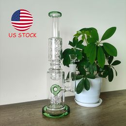 13.9-Inch Green Hookah-Style Bong with Swiss Perc and 18mm Female Joint