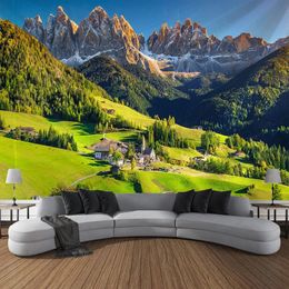 Tapestries Natural Scenery Hilly Grassland Tapestry Art Decoration Curtain Hanging Home Bedroom Living Room 230928