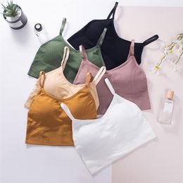 Camisoles & Tanks Women Crop Tops Seamless Underwear Female Tank Camis Sexy Lingerie Intimates Removable Padded Camisole Femme Spo285i