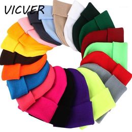 Winter Hats for Women Knit Neon Beanie Men Hip hop Candy Color Cotton Knit Caps Fashion Skullies Beanies Crochet Hat Soft Cap1243z