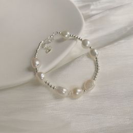 Silver round beads freshwater pearl bracelet women's French retro baroque special-shaped pearl Jewellery