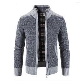 Men's Sweaters Zipper Closure Men Cardigan With Pocket Polyester Precisely Detail Sweater For Dating Wear