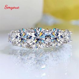 Wedding Rings Smyoue 18k Plated 36CT All Moissanite for Women 5 Stones Sparkling Diamond Band S925 Sterling Silver Jewelry GRA 230272q