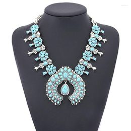Pendant Necklaces One Piece Vintage Statement Large Collar Necklace Boho Ethnic Maxi Long Big Chunky Turquoise Jewelry For Women