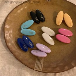 Headwear Hair Accessories Lovely Oval Acrylic Hairpin Sweet Candy Color Duckbill Hair Clips for Women Girls Simple Cute Multi-color Hair Accessories Q231005