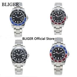 Sapphire Crystal 40mm Black Dial GMT Function Automatic Movement Men's Watch Luminous Marks Rotating Bezel B-1 Wristwatches335f