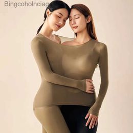 Women's Thermal Underwear Women Thermal Underwear Set 2 Pieces Ultra Thin Seamless Highly Elastic Slimming Long Johns Warm Suit Thermo Second Skin TopsL231005