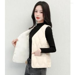 Women's Vests Winter Vest Solid Colour Cotton Thickened With Fleece Padded Jacket Sleeveless For Women