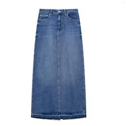 Skirts Denim Midi Skirt Women Fashion Casual High-waist Chic Lady Female Clothing 2023 Summer