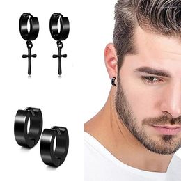 Stud Earrings Rinhoo 1 Pair Punk Black Multiple Styles Stainless Steel For Women Men Gothic Street Hip Hop Ear Jewelry