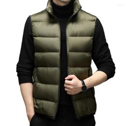 Men's Vests Autumn Fashion Cotton Vest Solid Standing Collar Comfortable Warm Men Clothing