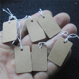 Jewelry Pouches 1000PCS Brown Paper Tags With Elastic Wire 28X17MM For Fashion Handcraf Making Or Selling Labels Sellings