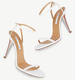 Summer Aquazzura Dance Plexi Sandals Shoes Women Crystal-embellished Ankle Strappy High Heels Gladiator Sandalias Lady Party Wedding Bridal EU35-43