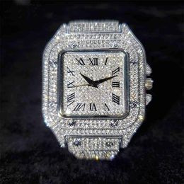 Iced Out Square Men Watches Top Brand Luxury Full Diamond Hip Hop Watch Fashion Unltra Thin Wristwatch Male Jewellery 2021296d