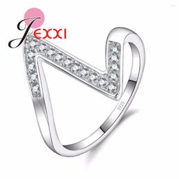 Cluster Rings Trendy Z-shaped 925 Sterling Silver Ring With Micro Paved CZ Jewelry For Women