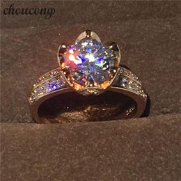 choucong New Flower ring 3ct Diamonique cz Rose Gold 925 Sterling silver Engagement Wedding Band Ring for women fashion jewelry2022