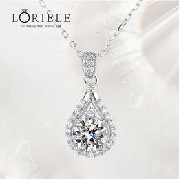 Pendant Necklaces LORIELE 100% Real Necklace for Women Vvs Round Cut Diamond Girlfriend Jewelry S925 Sterling Silver Gra 230928