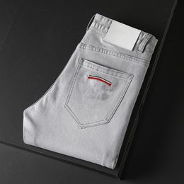 Mens Jeans Designer Summer Lightweight Style Logo Luxurys Famous Brand Men Washed Casual Design Slim Stretch Skinny Jeans Straight306s