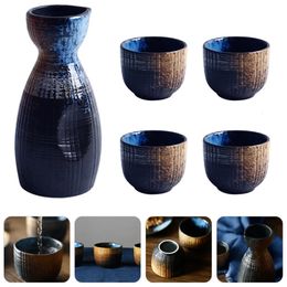 Storage Boxes Bins 1 Set Exquisite Japanese Style Ceramics Sake Cup Sake Pot Retro Sake Set Japanese Retro Simple Ceramic Sake Cup And Pot Set 230928