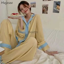 Women's Sleep Lounge Pajama Sets Womens Japanese Style Simple Patchwork Autumn Large Size S-3XL Lounge Basic Tender Sleepwear Cozy Ins Design LadiesL231005