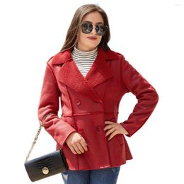 Women's Fur Casual Women Autumn Winter Faux Coat Female Streetwear Flocking Cardigans Girl's Warm Outerwear Lady's Suede Coats