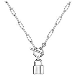 Chains 2021 European And American Women Punk Style OT Buckle Lock Pendant Paper Clip Chain Necklace Sexy Party268b