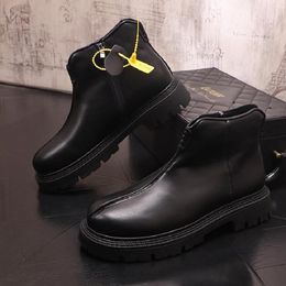 Autumn Winter Genuine Leather Ankle Boots Men Shoes Vintage Classic Male High Quality Leather Ankle Boots 10A4