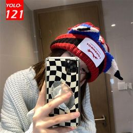 BeanieSkull Caps Loverboy Cat Ear Knit Hat Doublelayer Warm Pig Woollen Cute Fashion Hooded Cap Niche Design Hiphop Personality Col292V