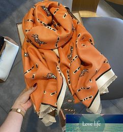 Quality Retro Carriage Scarf Female Autumn and Winter Student Korean Style All-Matching Thickened Shawl Dual-Use Celebrity Warm Orange Scarfs