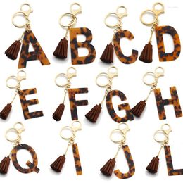 Keychains Acrylic Letter Keychain Wholesale 2023 Trendy Initial Alphabet Leopard Key Chain Accessories Small Tassel