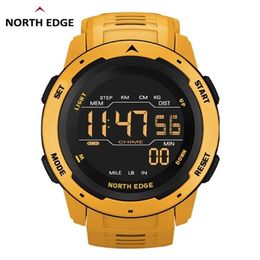 NORTH EDGE Men Digital Watch Men's Sports es Dual Time Pedometer Alarm Clock Waterproof 50M Military 220212217q