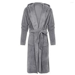Men's Sleepwear Waist Lace-up Ankle Length Anti-freeze Male Thickened Plush Nightgown Robe Pajamas Fleece For Bedroom