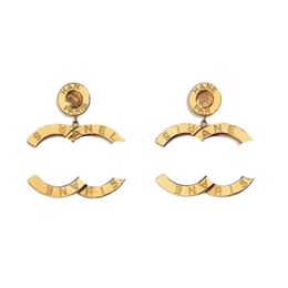 2023 Fashion style drop Earring smooth in 18K Gold plated silver words shape for Women wedding Jewellery gift With box299P