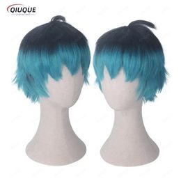 Cosplay Wigs Luka Couffaine Cosplay Wig Short Black Blue Heat Resistant Synthetic Hair Anime Cosplay Wigs Wig Cap 231005
