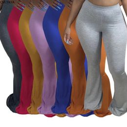 Women s Pants s CM YAYA Casual S 4XL Women Elastic Wide Leg Flare Leggings High Waist Trousers Draped Jogger Sweatpants 231005