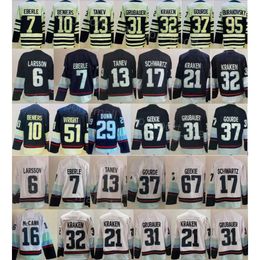 Men Ice Hockey 29 Vince Dunn Jerseys 7 Eberle 10 Matty Beniers 37 Yanni Gourde 6 Adam Larsson 13 Brandon Tanev 17 Jaden Schwartz 31 Philipp Grubauer 95 Andre Burakovsky