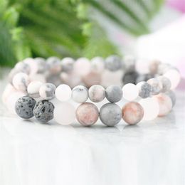 MG0960 6 mm Pink Rhodochrosite Diffuser Bracelet Essential Oil Aromatherapy Jewelry Handmade Lava Rock Energy Bracelet299S