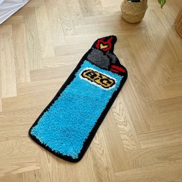 Bath Mats Blue Lighter Tufted Rug Art Rug for Bedroom Living Room Retro Rainbow Fluffy Anti-slip Bath Bathroom Rug Nonslip Mat Home Decor 230926