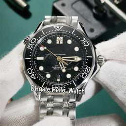 GDF New Diver 300M 007 James Bond 50th Black Texture Dial Miyota 8215 Automatic Mens Watch 210 22 42 20 01 004 Black Bezel SS Band319B