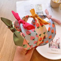 Hair Accessories Fruit Strawberry Print Band Girl Fabric Colour Matching Bow Baby Wide-brimmed Headband For Children Fashion