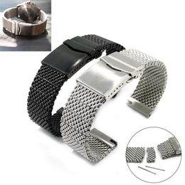 Watch Bands Solid 22mm For Breit-ling Watchband 5 Mesh Stainless Steel Man Strap Flat End Black Silver Quick Release Insurance Buc243M