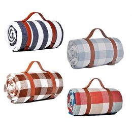 Outdoor Pads Waterproof Picnic Mat Camping Beach Colourful Plaid Stripe Rectangular Sleeping Blanket Pad Living Room Carpet 231005