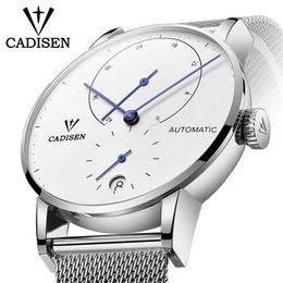 Wristwatches Fashion Men's Watches 2021 Top Brand CADISEN Automatic Watch Waterproof Calendar Mesh Strap Auto Date Mechanical2504