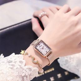 Wristwatches Luxury Rose Gold Mesh Strap Women Fashion Watches Retro Rectangle Ladies Quartz Wristwatch Qualities Woman Stainless 2499