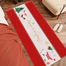 Bath Mats Christmas Pattern Living Room Imitation Cashmere Dirt Resistant Long Strip Non Slip Absorbent Household Carpet 230928