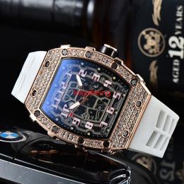 Diamond Luxury 3-pin quartz watch transparent bezel men's automatic watch men's designer wrist waterproof Reloj Hombre278a
